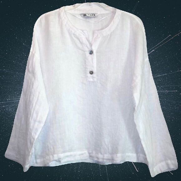 Zara Oversized Linen Tunic in White Women’s S - Picture 1 of 7